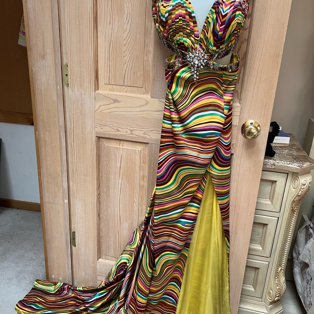 Tony Bowls Vibrant Multicolor Prom Dress